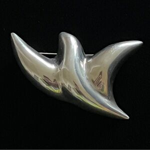 Large Sterling Silver Bird Brooch Mexico 925 Modernist Dove Pendant Signed